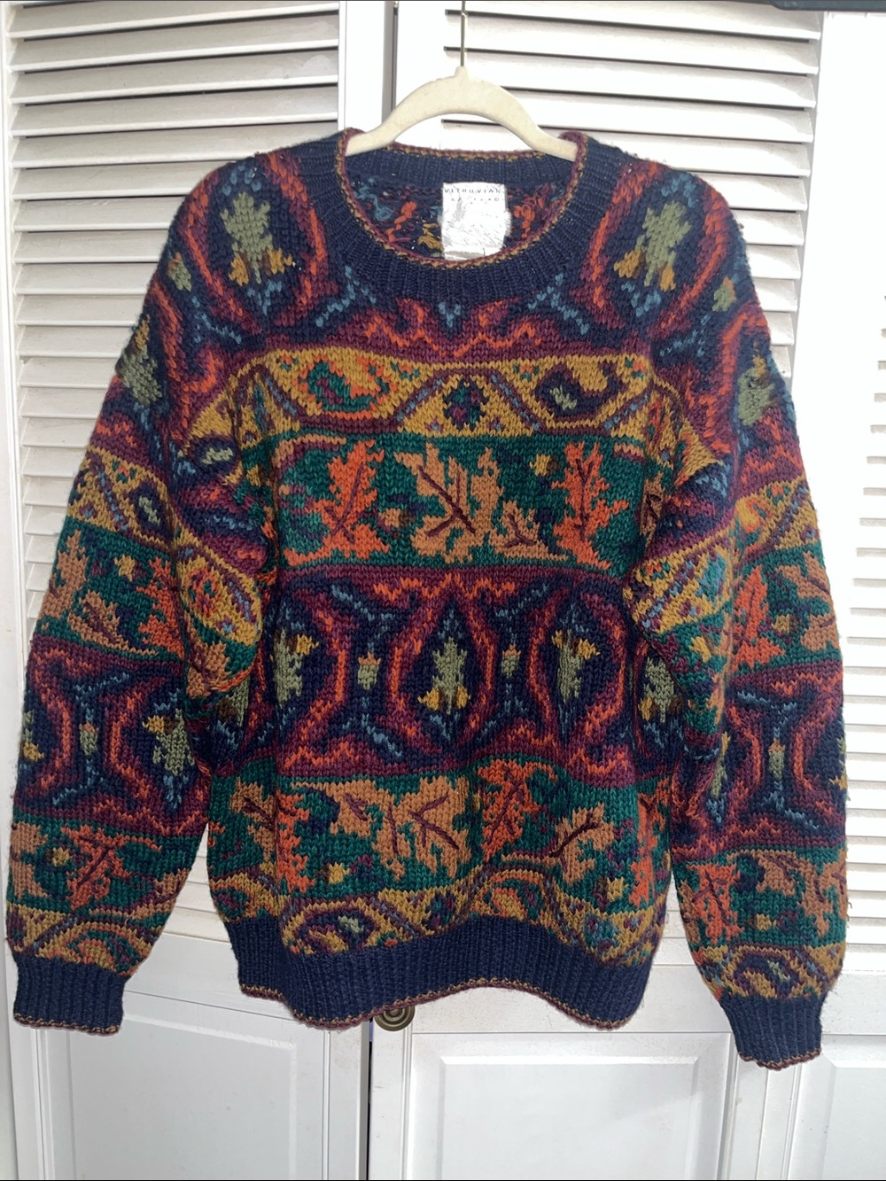 Peruvian Design Fair Isle Crewneck Men's/Women’s Wool/ Cotton Novelty Sweater